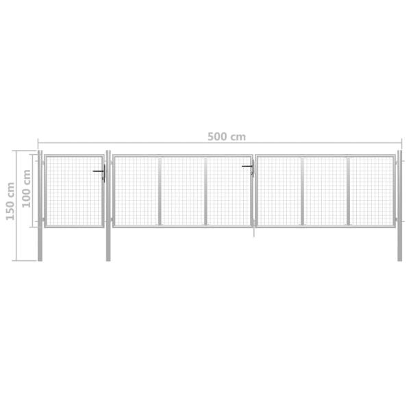 Gartentor Stahl 500×100 cm Silbern