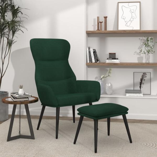 ARDEBO.de - Relaxsessel mit Hocker Dunkelgrün Stoff