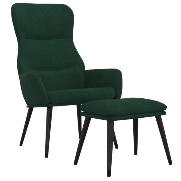 Relaxsessel mit Hocker Dunkelgrün Stoff