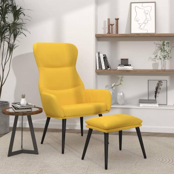 ARDEBO.de - Relaxsessel mit Hocker Senfgelb Stoff