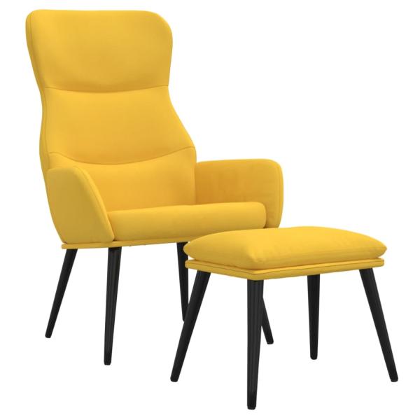 Relaxsessel mit Hocker Senfgelb Stoff