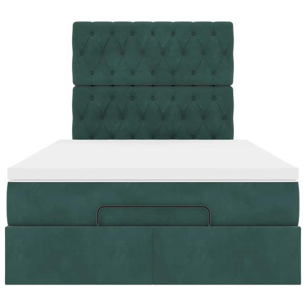 Ottoman-Bett mit Matratzen & LEDs Dunkelgrün 120x190 cm Samt