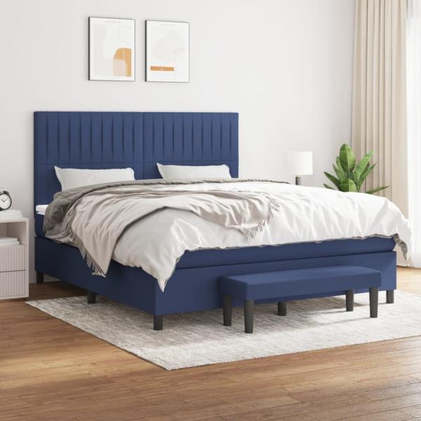 ARDEBO.de - Boxspringbett mit Matratze Blau 160x200 cm Stoff