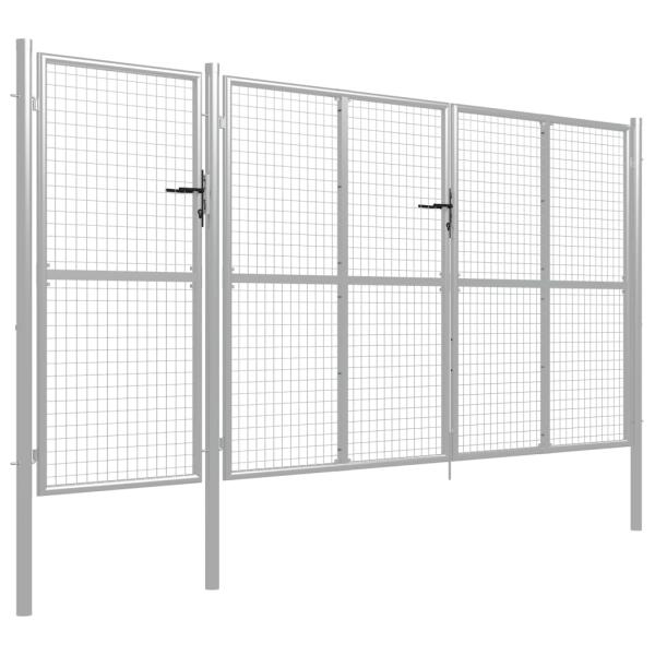 Gartentor Stahl 400 x 150 cm Silbern