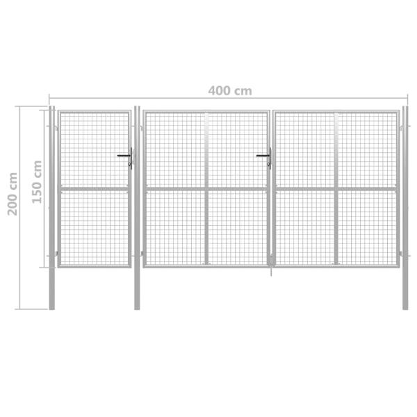 Gartentor Stahl 400 x 150 cm Silbern