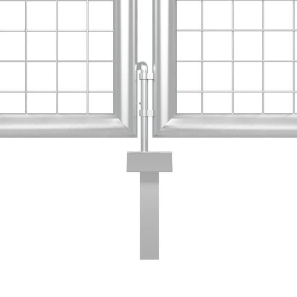 Gartentor Stahl 400 x 150 cm Silbern