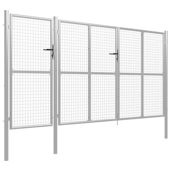 Gartentor Stahl 400 x 150 cm Silbern