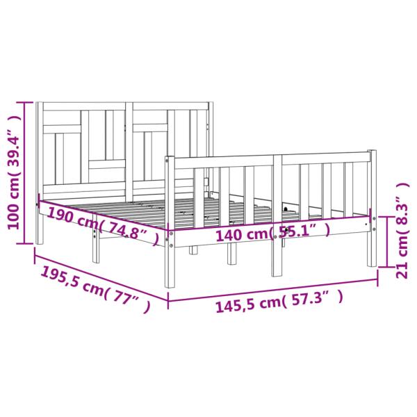 Massivholzbett ohne Matratze 140x190 cm Kiefernholz