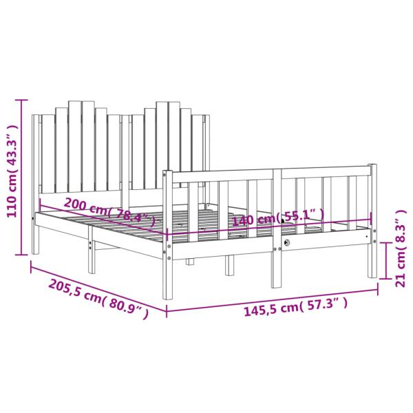 Massivholzbett ohne Matratze 140x200 cm Kiefernholz