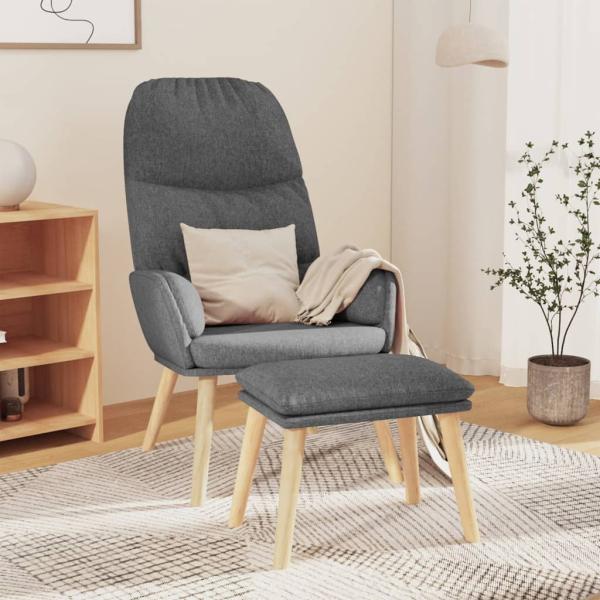 ARDEBO.de - Relaxsessel mit Hocker Hellgrau Stoff