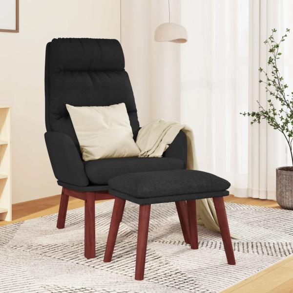 ARDEBO.de - Relaxsessel mit Hocker Schwarz Stoff