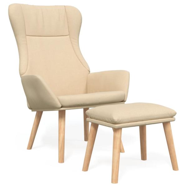 Relaxsessel mit Hocker Creme Stoff
