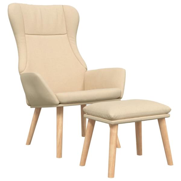 Relaxsessel mit Hocker Creme Stoff