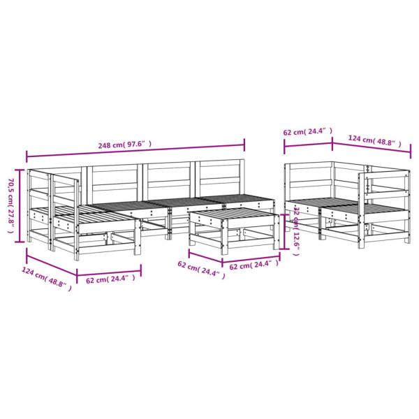 8-tlg. Garten-Lounge-Set Massivholz Kiefer