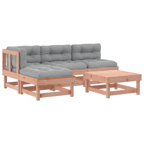 5-tlg. Garten-Lounge-Set mit Kissen Massivholz Douglasie