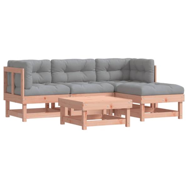 5-tlg. Garten-Lounge-Set mit Kissen Massivholz Douglasie