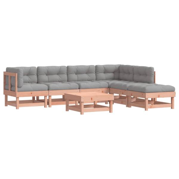7-tlg. Garten-Lounge-Set mit Kissen Massivholz Douglasie
