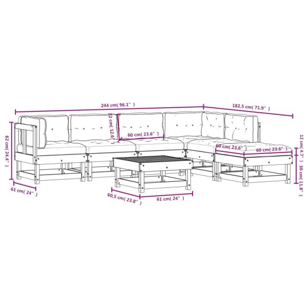 7-tlg. Garten-Lounge-Set mit Kissen Massivholz Douglasie
