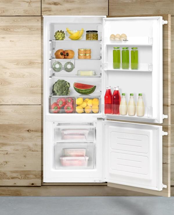 Amica EKGCS 386 900 Einbau-Kühl-/Gefrierkombination, Nischenhöhe: 145 cm, 212 L, Schlepptür-Technik, elektronische Steuerung, Tür-Offen-Alarm, Inverter Kompressor, weiß (1195033)