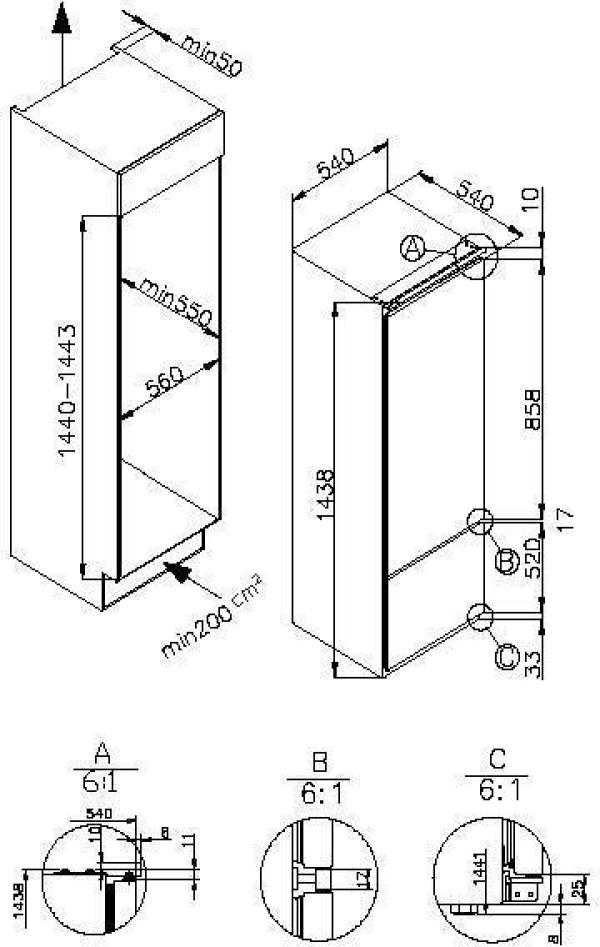 Amica EKGCS 386 900 Einbau-Kühl-/Gefrierkombination, Nischenhöhe: 145 cm, 212 L, Schlepptür-Technik, elektronische Steuerung, Tür-Offen-Alarm, Inverter Kompressor, weiß (1195033)