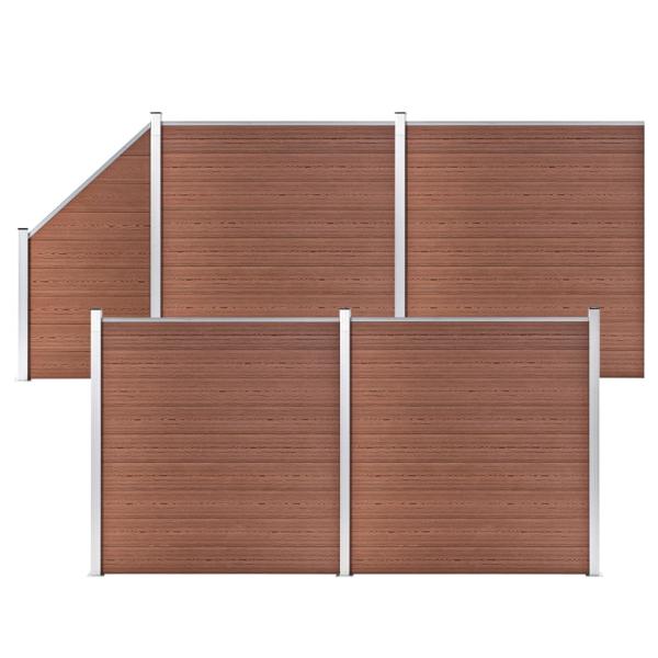 ARDEBO.de - WPC Zaun-Set 4 Quadrate + 1 Schräge 792x186 cm Braun