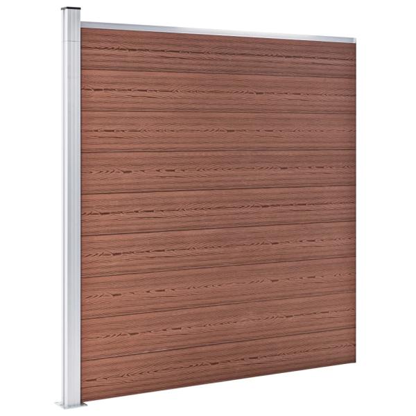 WPC Zaun-Set 4 Quadrate + 1 Schräge 792x186 cm Braun