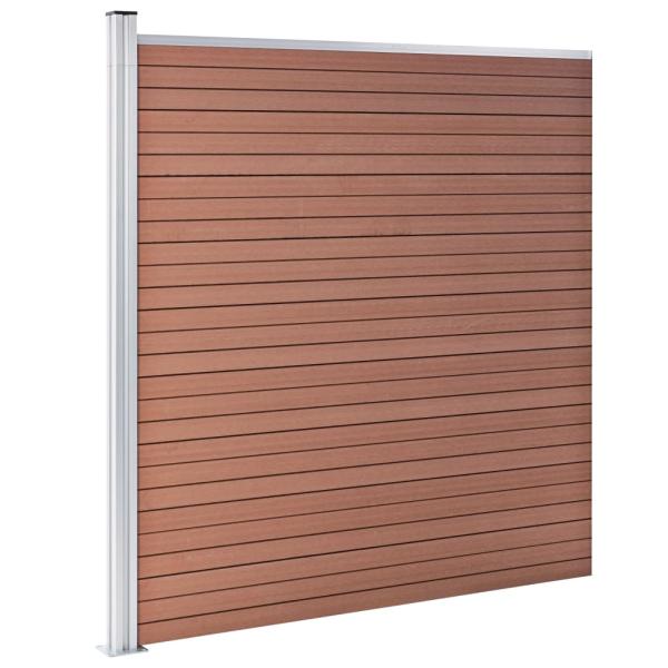 WPC Zaun-Set 4 Quadrate + 1 Schräge 792x186 cm Braun
