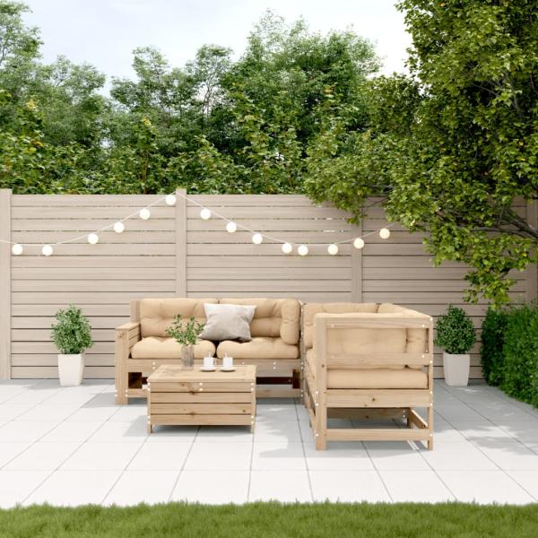 ARDEBO.de - 5-tlg. Garten-Lounge-Set mit Kissen Massivholz Kiefer