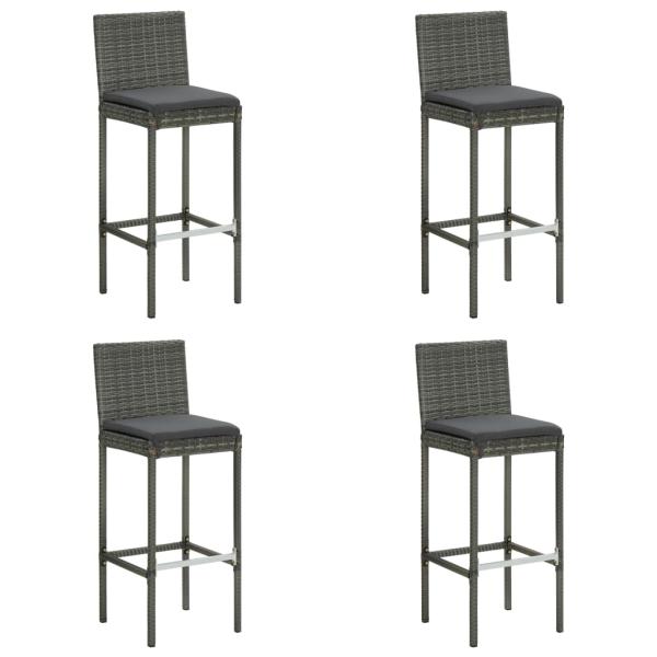 ARDEBO.de - Garten-Barhocker mit Kissen 4 Stk. Grau Poly Rattan