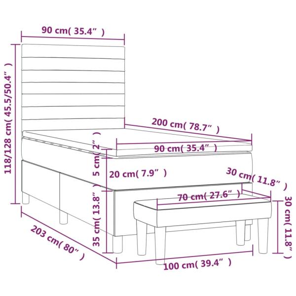 Boxspringbett mit Matratze Blau 90x200 cm Stoff