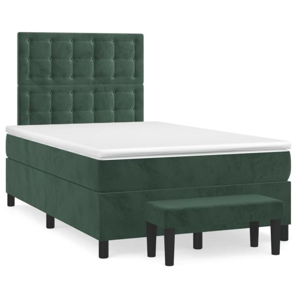 Boxspringbett mit Matratze Dunkelgrün 120x200 cm Samt