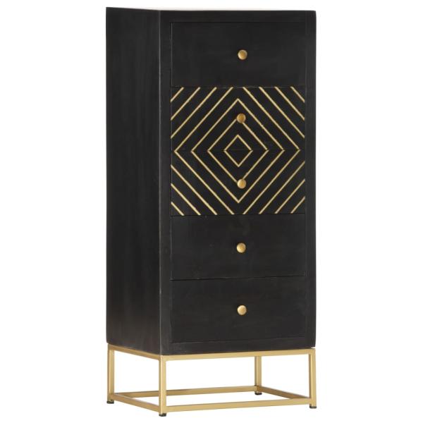 ARDEBO.de - Schubladenschrank Schwarz Golden 45x30x105cm Mangoholz