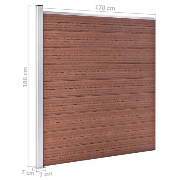 WPC Zaun-Set 7 Quadrate + 1 Schräge 1311x186 cm Braun