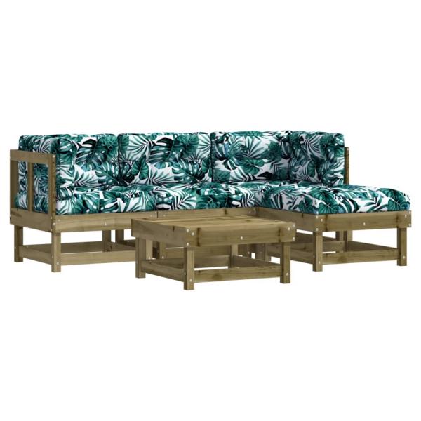 5-tlg. Garten-Lounge-Set mit Kissen Imprägniertes Kiefernholz