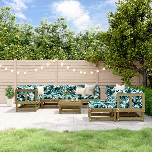 ARDEBO.de - 10-tlg. Garten-Lounge-Set mit Kissen Kiefernholz Imprägniert