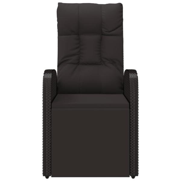 Gartensessel Verstellbar mit Kissen Schwarz Poly Rattan