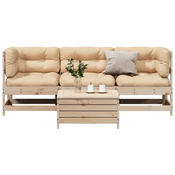 ARDEBO.de - 4-tlg. Garten-Lounge-Set mit Kissen Massivholz Kiefer
