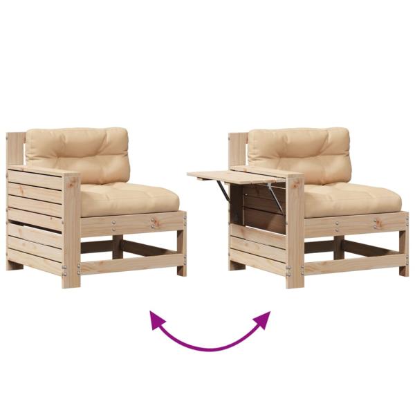 5-tlg. Garten-Lounge-Set mit Kissen Massivholz Kiefer
