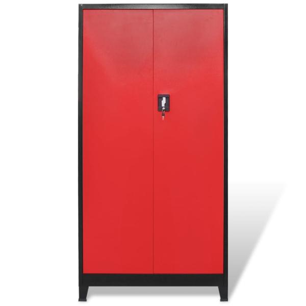 Werkzeugschrank mit 2 Türen Stahl 90x40x180 cm Schwarz/Rot