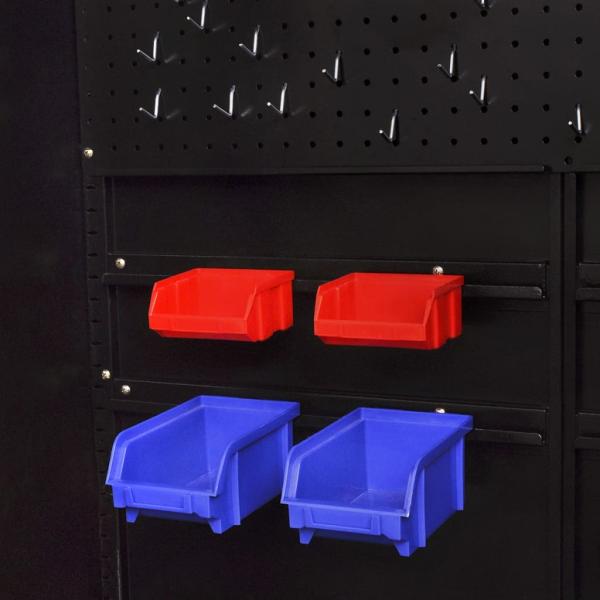 Werkzeugschrank mit 2 Türen Stahl 90x40x180 cm Schwarz/Rot