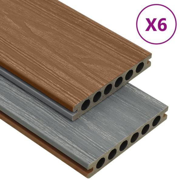 ARDEBO.de - WPC Terrassendielen mit Zubehör Braun und Grau 15 m² 4 m