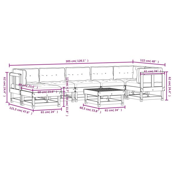 8-tlg. Garten-Lounge-Set mit Kissen Imprägniertes Kiefernholz