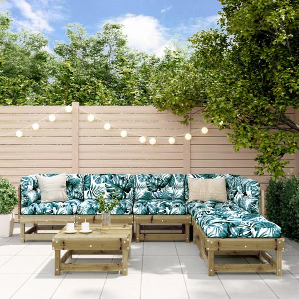 ARDEBO.de - 7-tlg. Garten-Lounge-Set mit Kissen Imprägniertes Kiefernholz