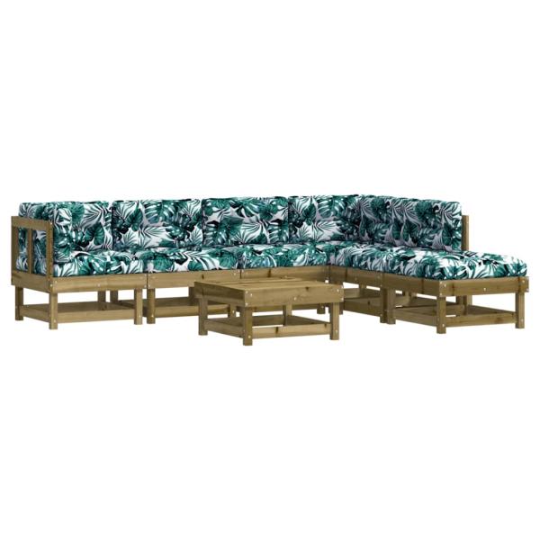 7-tlg. Garten-Lounge-Set mit Kissen Imprägniertes Kiefernholz