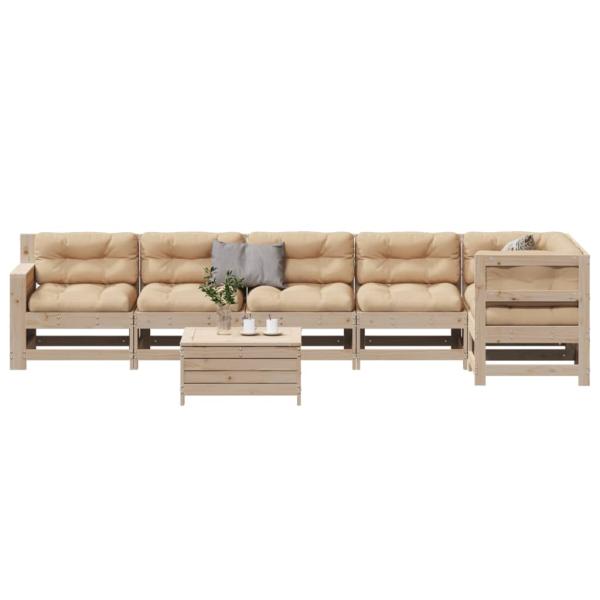 ARDEBO.de - 7-tlg. Garten-Lounge-Set mit Kissen Massivholz Kiefer