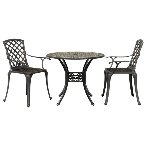 ARDEBO.de - 3-tlg. Bistro-Set Bronzen Aluminiumguss