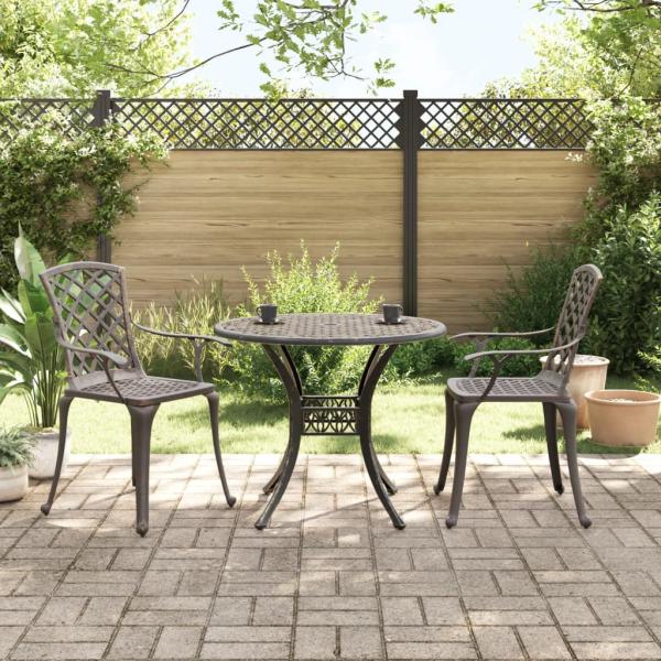 3-tlg. Bistro-Set Bronzen Aluminiumguss
