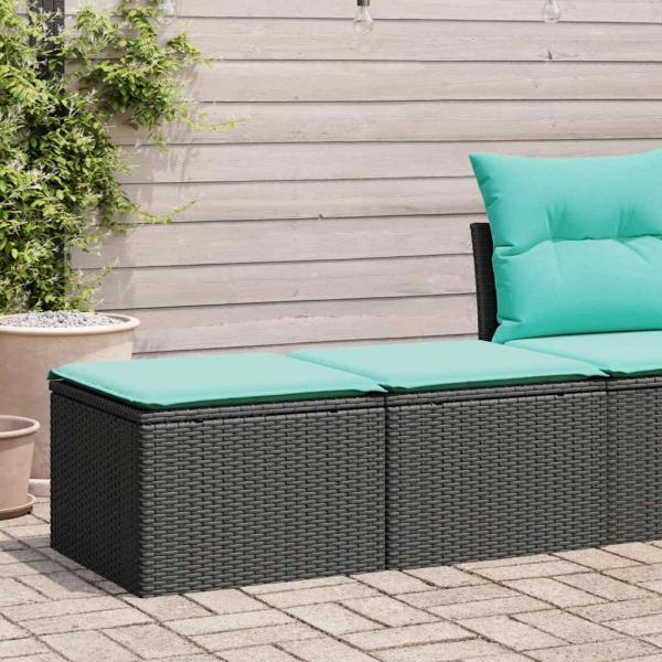 ARDEBO.de - 2-tlg. Garten-Sofagarnitur mit Kissen Schwarz Poly Rattan