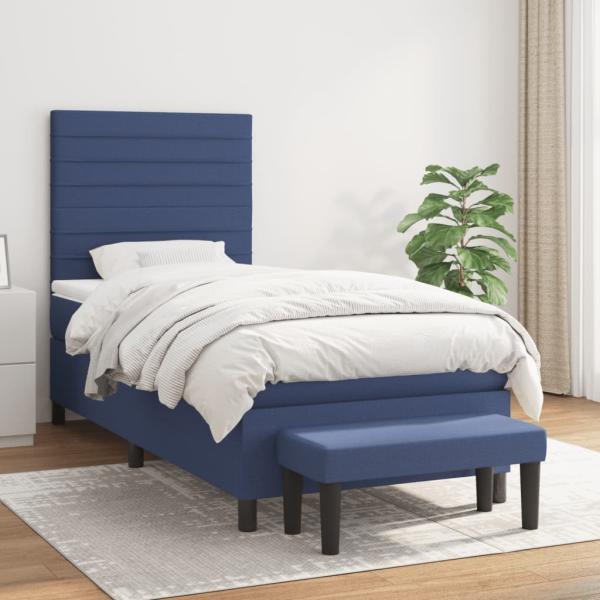 ARDEBO.de - Boxspringbett mit Matratze Blau 100x200 cm Stoff