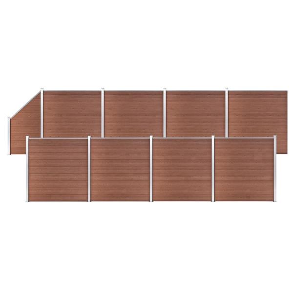 ARDEBO.de - WPC Zaun-Set 8 Quadrate + 1 Schräge 1484x186 cm Braun